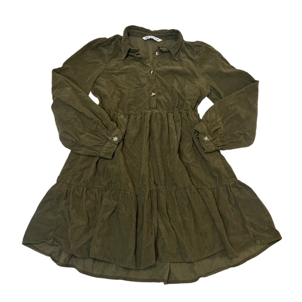 Zara Olive Green Tiered Mini Dress